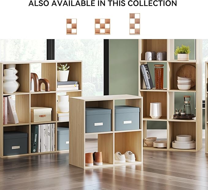 Signature Design by Ashley Piperton Contemporary 4 Cube Organizer for Storage, Fits 10.5" x 10.5" x 11" H Storage Bins, Wood,