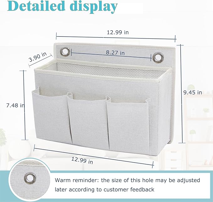 Wall Hanging Organizer Bag/Hanging Baskets with Large Mesh Compartment & 3 Pockets，Over the Door Organizer Space Saving Stora