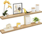 Ballucci Floating Shelves, 55" Wood Wall Shelf Set of 2, with Invisible Brackets for Bathroom, Living Room, Bedroom, Kitchen,