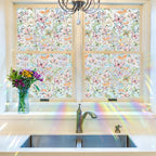 Butterfly Stained Glass Privacy Window Film Decorative, Summer Rainbow Window Stickers Sunroof Decal for Car Glass Door Moonroof Heat Control Non-Adhesive, 16.9" x 39.4"