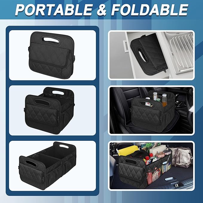 Deosk Car Trunk Organizer and Storage with 6 Big Pockets, Waterproof Polyester Trunk Organizer for SUV, Minivan, Truck