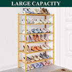 Smiry Bamboo Shoe Rack for Closet, 6 Tier Wooden Stackable Shoe Organizer, Free Standing Shoes Storage Shelf for Entryway, Fr