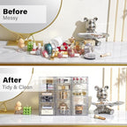 Prsildan Acrylic Drawer Organizer with 15 Drawers, Makeup Craft Office Desk Organizers Accessories, Set of 3 Clear Stackable 