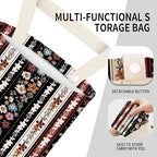 Car Garbage Can, Seat Back Hanging Cute Car Trash Can Bag, Car Organizer and Storage Bag for Travelling, Outdoor Colorful Boho Flower Stripe