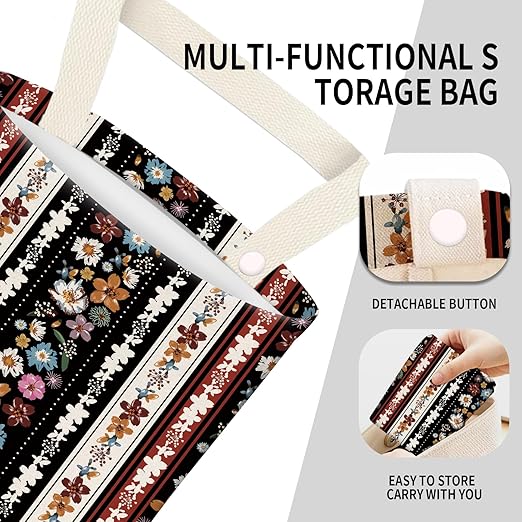 Car Garbage Can, Seat Back Hanging Cute Car Trash Can Bag, Car Organizer and Storage Bag for Travelling, Outdoor Colorful Boho Flower Stripe