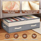 Dolicer 2 Pack Under Bed Storage with Wheels, 6in-10in Height Adjustable Underbed Storage Containers, 92L XXXL Under Bed Draw