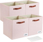 Bagnizer Collapsible Fabric Storage Cube Bins with 2 Reinforced PU Handles, Foldable Storage Organizer Baskets for Closet, Sh