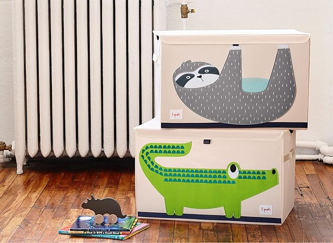 3 Sprouts Large Toy Chest for Kids with Lid and Handles - Collapsible Toy Storage Bin/Trunk/Box/Basket Organizer for Boys & G