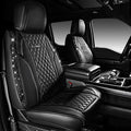 CAR PASS Nappa Leather Seat Covers Front,Black Diamond Bling Car Seat Covers Front Seats Luxury Padded Waterproof,Universal F