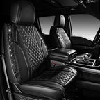 CAR PASS Nappa Leather Seat Covers Front,Black Diamond Bling Car Seat Covers Front Seats Luxury Padded Waterproof,Universal F
