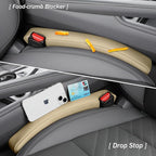 2PCS Leather Car Seat Gap Filler organizer,Gap plug box for car seat space,fill between gap strip,Fits gaps 3.5-6cm(1.4-2.4 in) wide(Beige)