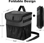 Car Trash Can Pack of 2 Foldable Garbage Bin Leakproof 2.3 Gallons Car Trash Bag Black