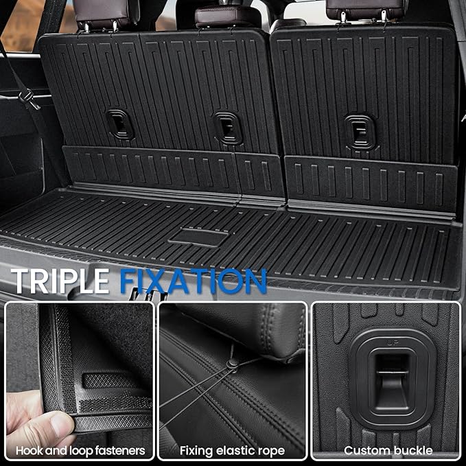 Floor Mats Cargo Mat for 2018-2024 Ford Expedition 7 Seats Captain Chairs(Not for Max Model), All Weather TPE Cargo Liner Backrest Mats Door Sill Protectors Car Accessories (Floor Mats Set)