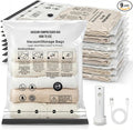 Vacuum Seal Bags for Clothing: 9 Pack Small Travel Vacuum Bags for Luggage with Rechargeable Electric Pump - Space Saver for 