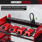 Modular Power Tool Organizer Wall Mount with Charging Station, 3-Layer Heavy Duty Drill Holder Rack & 8-Outlet Power Strip fo