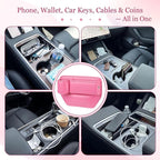 Aliceset 2 Pack Pink Car Seat Gap Filler Organizer with Cup Holder and Storage Leather Car Organizer for Keys Cards Phone Sunglasses and Small Items
