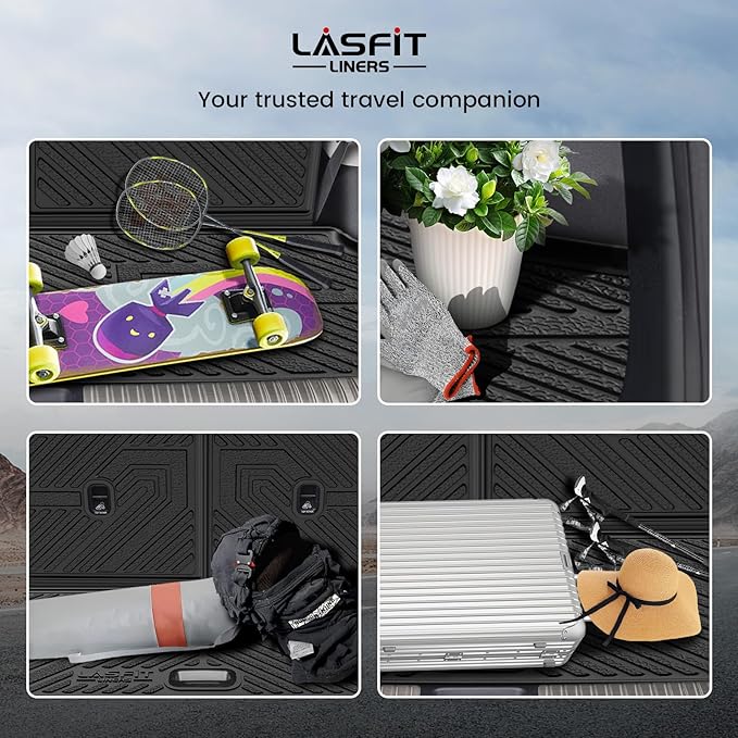 LASFIT Backrest & Cargo Mats for Hyundai Ioniq 9 2026, All Weather TPE Custom Fit Hyundai Ioniq 9 2026 Full Set Car Accessories Backrest Mats & Trunk Liners,Black