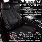 Coverado Car Seat Covers Full Set, Seat Covers for Cars, Black Car Seat Protector Waterproof, Nappa Leather Car Seat Cushion,