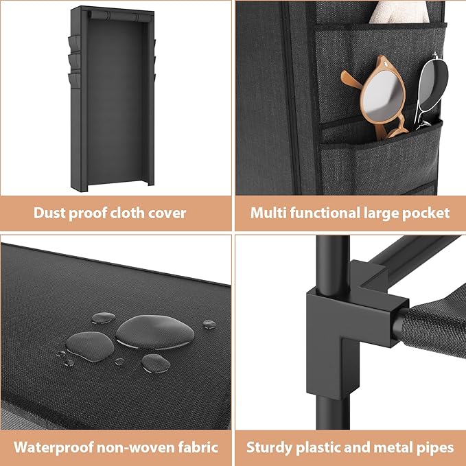 VTRIN Vertical Narrow Shoe Rack Organizer Tall Shoe Rack for Closet Entryway 10 Tier Non-Woven Cover Shoe Shelf Holds 36-41 P