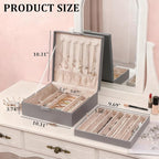 BEWISHOME Jewelry Boxes for Women, 2-Layer Necklace Organizer Box, Modern Style Jewelry Organizers and Storage with Removable