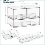 Sorbus Stackable Acrylic Storage Drawers – 2 Small + 1 Wide – 3 Pack Clear Plastic Organizer Bins for Baby Bottles, Makeup, B