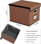 Huolewa Upgrade Portable File Organizer Box with Lid,Large Linen Hanging Office Document Storage Box with Lid,Collapsible Fil