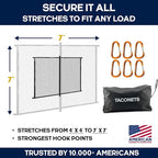 Upgraded Highly Elastic Cargo Net, USA Company, Simple Truck Bed Cargo Mesh Organizer, Suitable for Light Loads, Heavy Duty Carabiners, 4'x4'