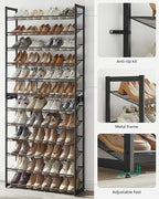 SONGMICS Shoe Rack, 12-Tier Shoe Organizer, Metal Shoe Storage for Garage, Entryway, Set of 2 6-Tier Stackable Shoe Shelf, wi