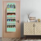 Univivi 5-Shelf Fabric Door Storage Over Door Hanging Organizer with 4 Large Pockets and 3 Small PVC Pockets Nursery Closet C