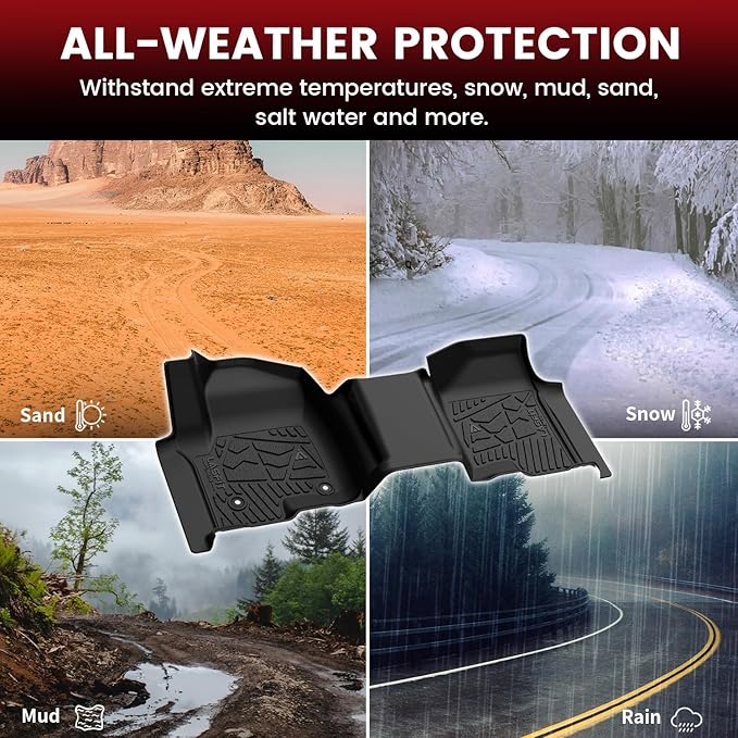 LASFIT Floor Mats 2019-2026 for Chevy Silverado/GMC Sierra 1500, 2020-2026 2500HD 3500HD, Crew Cab Only/Bench Seat (Only Fit with Rear Under-Seat Storage, But Not Fit 2nd Row Plastic Storage)