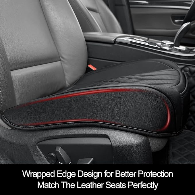 1-Pack Leather Front Car Seat Covers - Bottom Car Seat Covers Fully Wrapped, Non-Slip and Waterproof, Fits Most Vehicles Blac