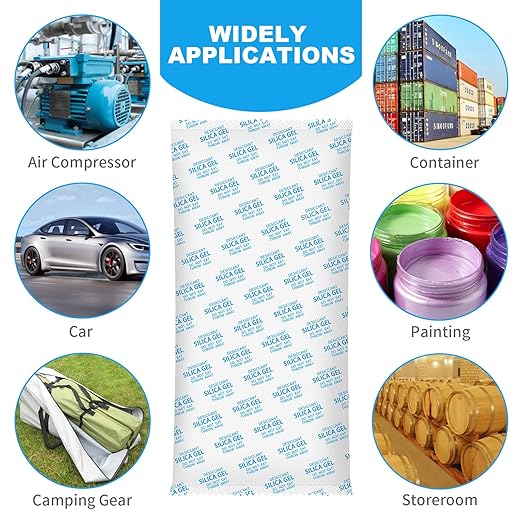 Large Desiccant Packs, 1000 Gram 4 Packs Container Desiccant, Silica Gel Car Dehumidifier by Reusable, Large Moisture Absorbe