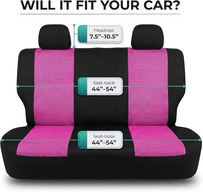 FH Group Automotive Rear Car Seat Covers for SUV, Trucks, Sedan and More - Universal Fit Rear Solid Bench Design Interior Acc
