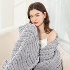 Admitrack Chunky Knit Blanket Throw, 100% Hand Knit Chenille Throw Blanket for Sofa & Home Decor, Soft and Cozy Knitted Throw