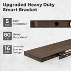 RICHFOCUS Elm Floating Shelves for Wall - 48" W x 9.3" D Rustic Solid Wood Shelves with Invisible Bracket, Wall-Mounted for L