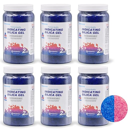 Silica Gel 12 LBS, Indicating Silica Beads (Blue to Pink), Reusable Silica Gel Desiccant Dehumidifier