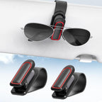 Veharvim Sunglass Holder for Car (2 Pack, One-Handed Operation, Gentle & Secure Hold, Silicone Padded, Universal Fits Sunglass and Car Visor) - Sunglasses Clip for Car Visor (Black & Red, 2 Pack)