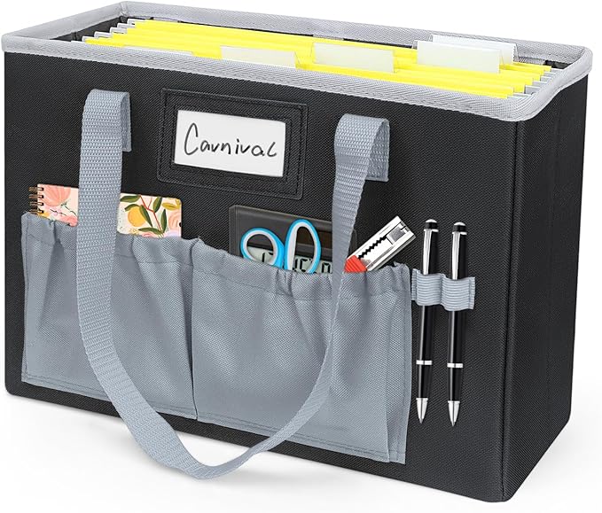 abcxgood Desktop File Organizer Box,Collapsible Hanging Filing Box,Home Office Document Storage Organizer with Front Pocket a