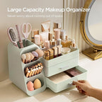 HBlife Makeup Organizer with Brush Holder for Vanity, Large Plastic Bathroom Countertop Organizer Skin Care Storage, Easy to 