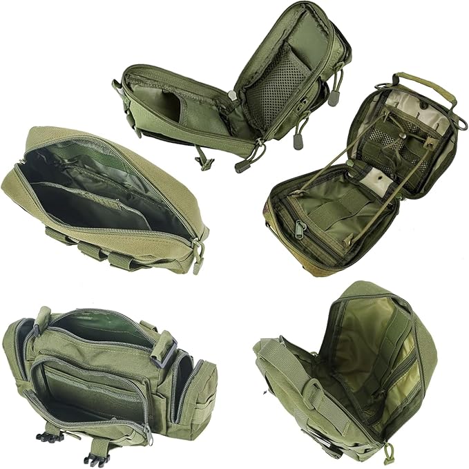 Universal Tactical Car Seat Back Organizer Bag Tactical Molle Vehicle Organizers Panel Vehicle Protector Organizers with 5 Detachable Pouches for Car Truck Ford Jeep (Model B-Army green)