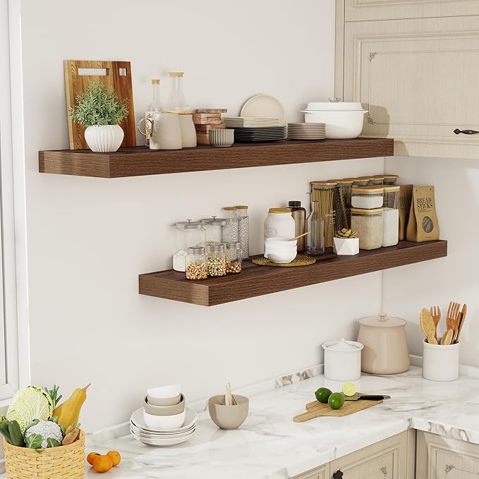 55 Inch Floating Shelves, 12" Deep Floating Shelf Wall Mounted, 55" Wall Shelves, Rustic Deep Bookshelf, Extra Deeper & Thick