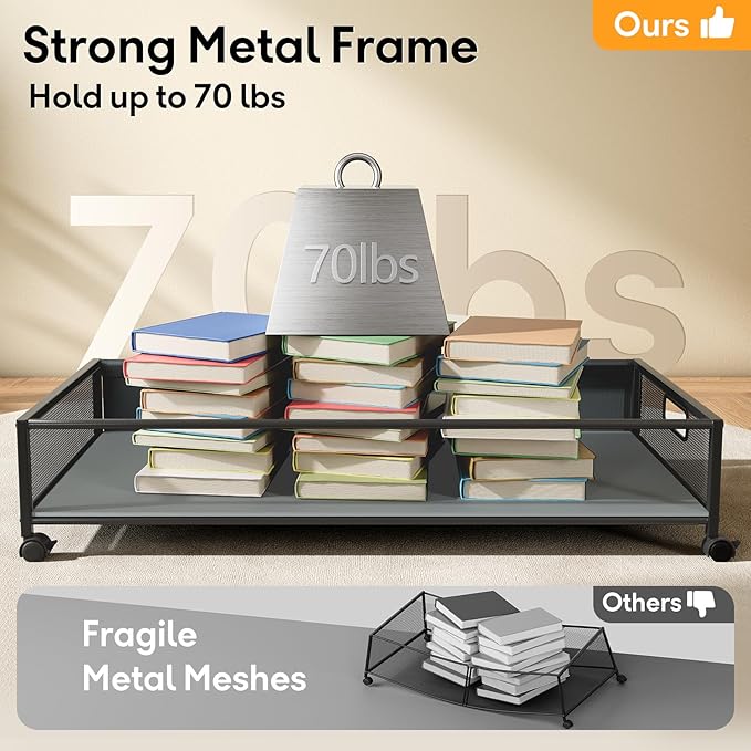 Under Bed Storage with Wheels，1 Pack Under Bed Storage Containers,Underbed Shoe Storage Bedroom