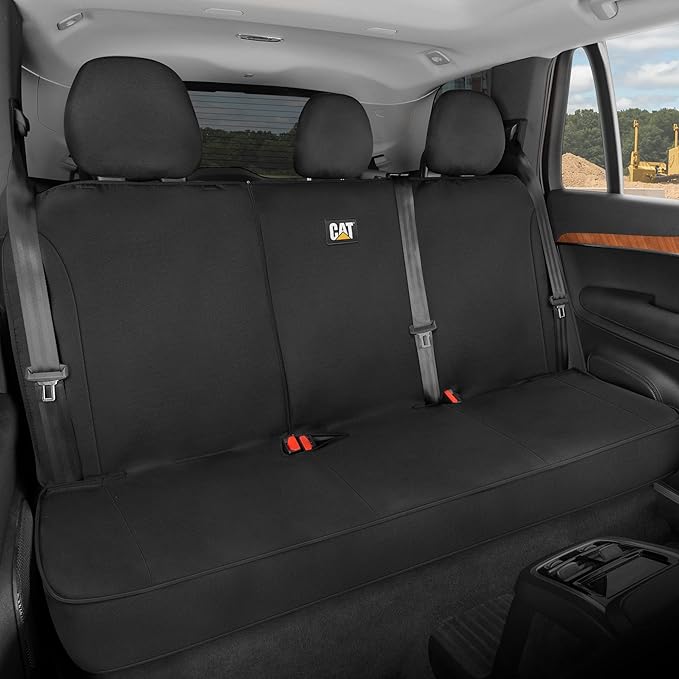 CAT Flexfit™ Black Rear Seat Cover for Car, SUV, & Truck - Durable Canvas Material Back Car Seat Covers 60/40 Split Bench Pro