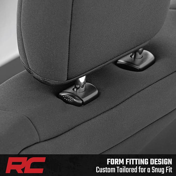 Rough Country Neoprene Seat Covers for Dodge Ram (2019-2024) - UV & Water Resistant, Foam Padded Truck Seat Covers - Full Set