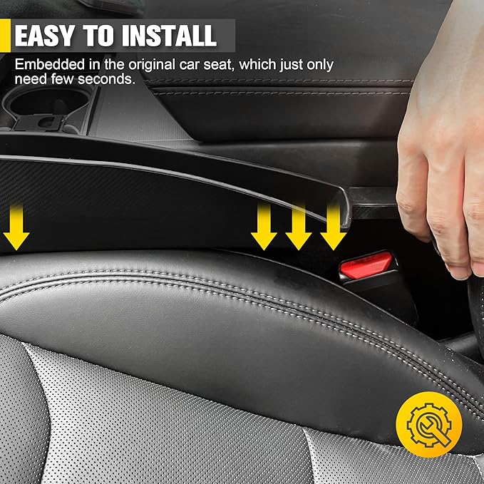 2 PCS Car Seat Gap Filler Organizer, Auto Interior Accessories Multifunctional Car Gap Fillers, Universal Car Seat Storage Organizer to Fill the Gap Space Between the Console and Seats, Black