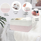 COMFY-HOMI Cotton Rope Woven Basket with Handles for Shelves,Toys,Book, Cloth Storage Baskets for Organizing-17" x 13" x 7.5"