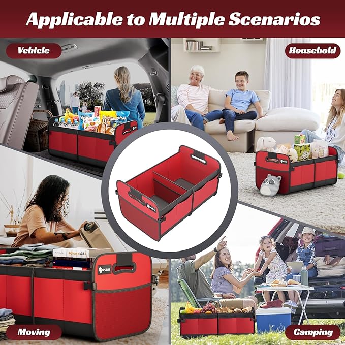 Sposuit Trunk Organizer for Car - 70L Collapsible Car Storage with 11 Pockets & Reinforced Handles, SUV Trunk Organizers for