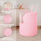 JMvicyroam Large Woven Laundry Basket Hamper,100L Cotton Rope Storage Bin for Blankets,Toys and Clothes,Decorative Tall Nurse