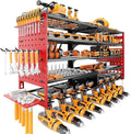 5 Layers Power Tool Organizer Wall Mount, Metal Cordless Tool Hanger Storage Rack Holder with 8 Drill Holders, Heavy Duty Gar