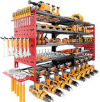 5 Layers Power Tool Organizer Wall Mount, Metal Cordless Tool Hanger Storage Rack Holder with 8 Drill Holders, Heavy Duty Gar